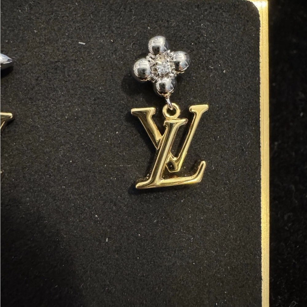 Louis Vuitton Gold and Silver Logo Earrings M01287 AK1253 - Picture 5 of 7